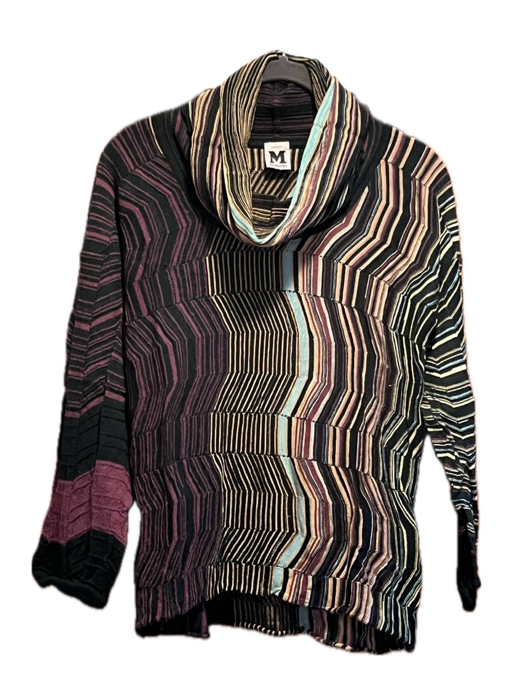 M by Missoni Multicolor Striped Cowl Neck Sweater Sz 8